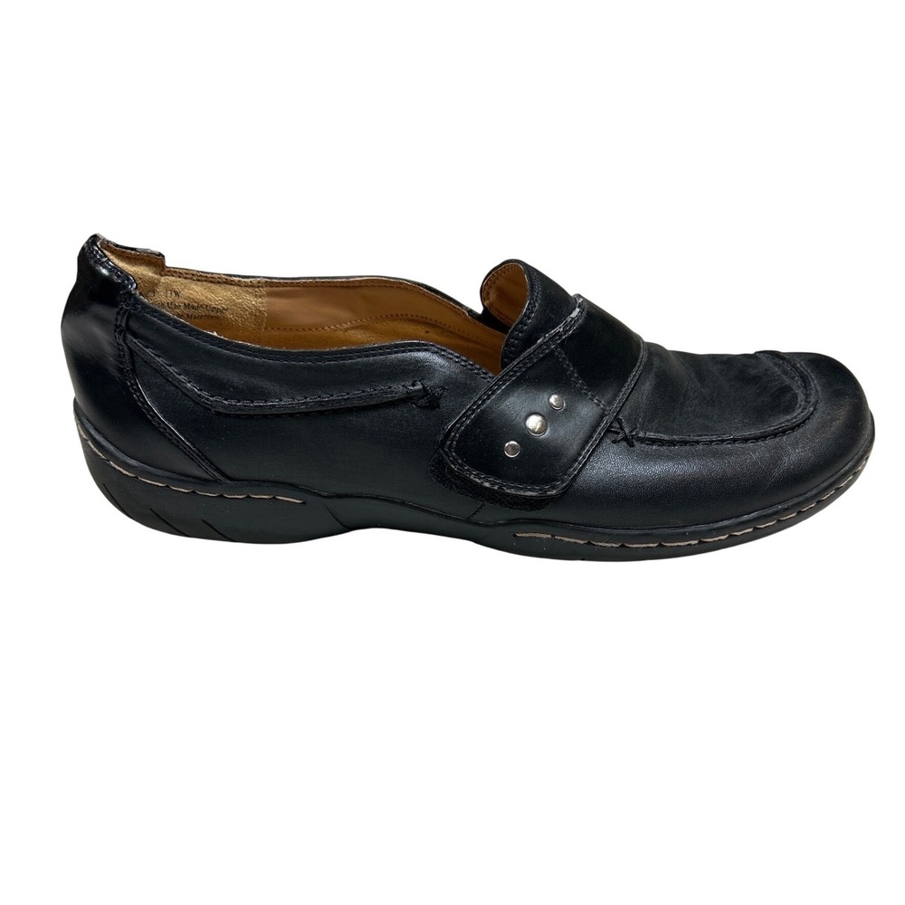Dr. Scholls Nancy‎ Black Leather Loafers Womens 11W Slip On Comfort Work Flats